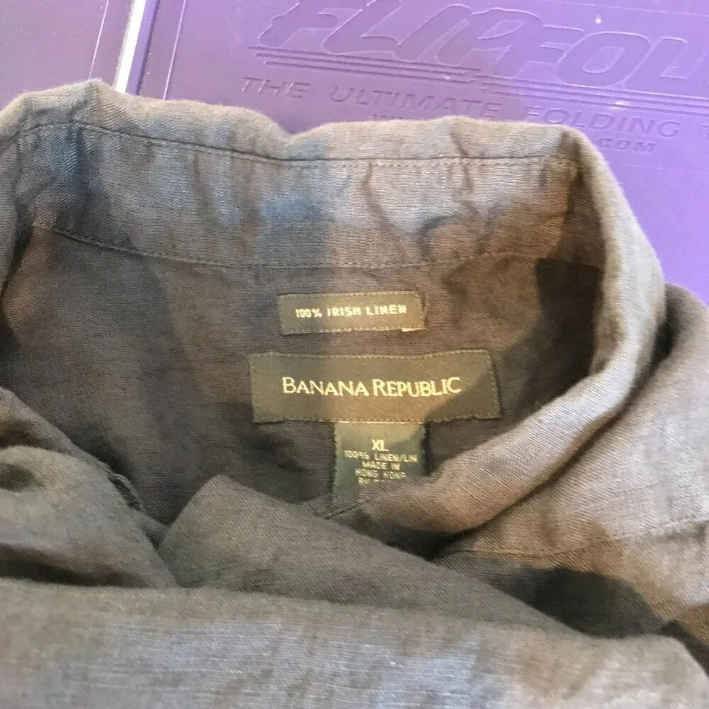 BANANA REPUBLIC MENS LINEN SHORT SLEEVE SHIRT SIZE XL